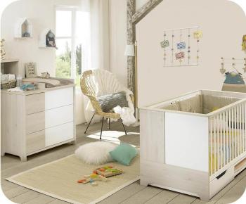 Mini Chambre Bébé Lili Bois et Blanche Mini Chambre Bébé Lili Bois