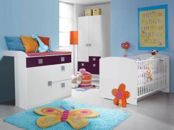 Chambre bébé complète SKUNK 70x140 cm blanc/lila