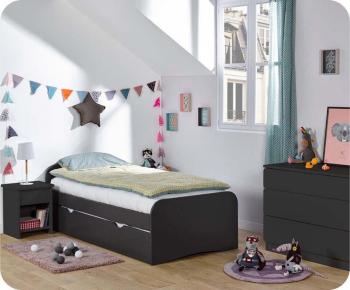Chambre enfant Twist Gris Anthracite - Set de 3 meubles Chambre enfant Twist Gris