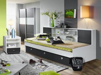Chambre complète CHICOS 90x200 cm blanc/gris métal