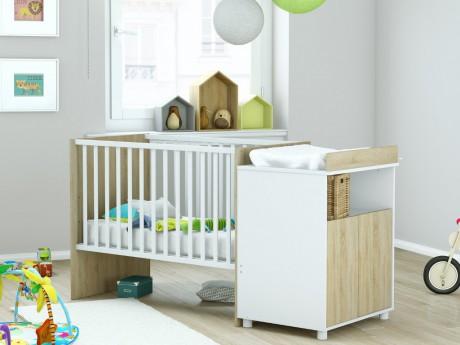 Lit bébé évolutif ROMY - 60x120 90x200 cm - Blanc et Lit bébé évolutif ROMY - 60x120