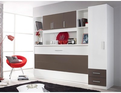 Mur complet ALBANO blanc/gris lave sans éclairage