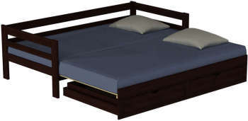 Lit banquette gigogne SUPERCOZY coloris wengé Lit banquette gigogne SUPERCOZY