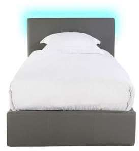 Lit-coffre 90x190 cm avec led STEVA LIGHT coloris gris Lit-coffre 90x190 cm avec