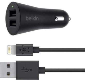 Chargeur allume-cigare Belkin Lightning 2USB 2 1A Noir Chargeur allume-cigare Belkin
