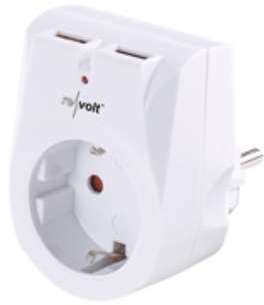 Chargeur secteur double USB avec report de prise et Chargeur secteur double USB