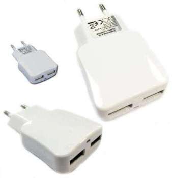 Adaptateur Prise Secteur Double USB Blanc pour Tous Adaptateur Prise Secteur Double