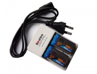 Chargeur Soshine SC-V1 + 2 Piles 9V Rechargeables