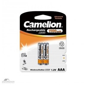 2 piles rechargeables AAA-R03 NiMH 1100mAh Camelio