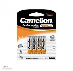 4 piles rechargeables AAA-R03 NiMH 1100mAh Camelio