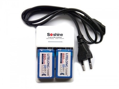 Chargeur Soshine + 2 Piles 9V Rechargeable Li-ion