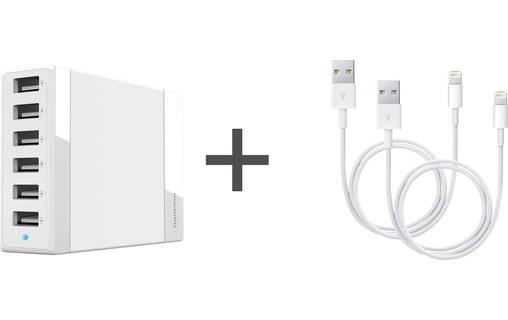 Novodio Pack Smart6 Charger + 2 câbles Lightning -