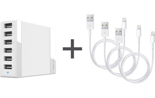 Novodio Pack Smart6 Charger + 3 câbles Lightning -