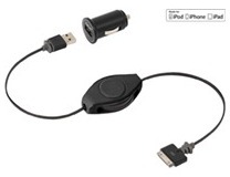 ReTrak Chargeur voiture 2,4A + câble rétractable c