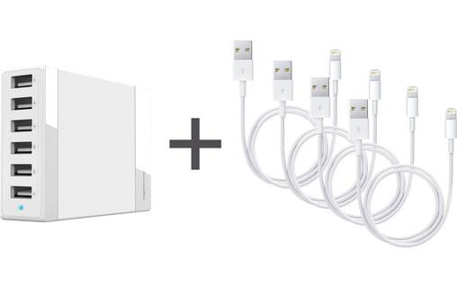 Novodio Pack Smart6 Charger + 4 câbles Lightning -