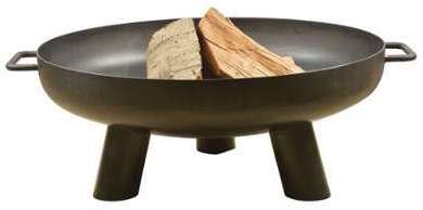 Brasero rond en acier sur pieds forme coupe à feu 68x60x24cm Brasero rond en acier sur