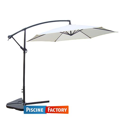 Parasol à Pied déporté Rond Ø 300 cm - Blanc écru