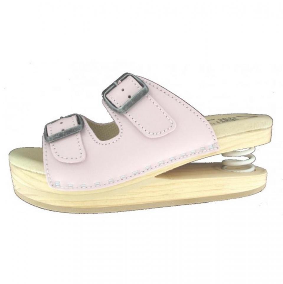 Sabot Mule a Ressort Cuir Rose Taille 39
