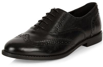 Chaussures Richelieu noires en cuir à motifs en re