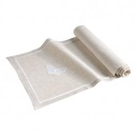 Chemin de table (L140) Brodé Opaline Blanc