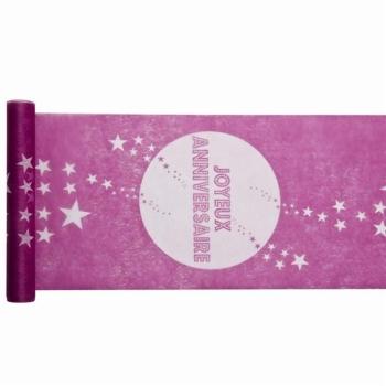 Chemin de table Joyeux Anniversaire Rose Fuchsia