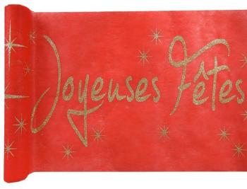 Chemin de Table Joyeuses Fêtes Rouge et Or
