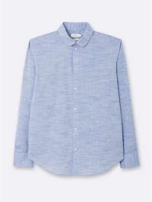 Chemise ajustée homme coton flammé bleu Chemise ajustée homme coton