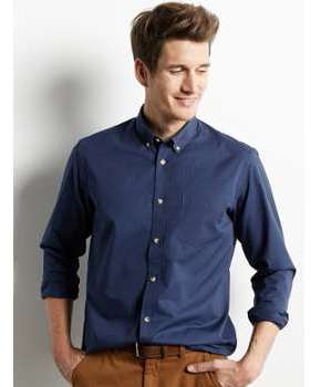 Chemise homme droite en flanelle unie bleu marine Chemise homme droite en flanelle