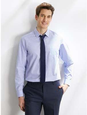 Chemise droite homme à carreaux non iron carreaux bleu Chemise droite homme à carreaux
