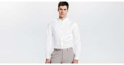 Chemise Col Officier à Plastron Blanc Homme