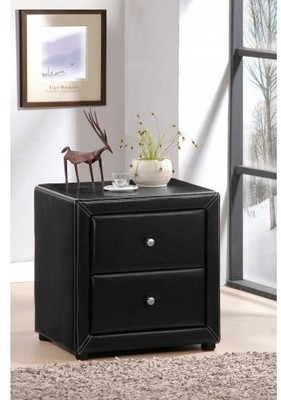 Table de chevet en simili cuir noir