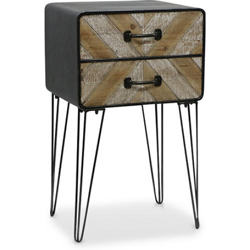 Table de chevet Hairpin 2 tiroirs - Orson multicol