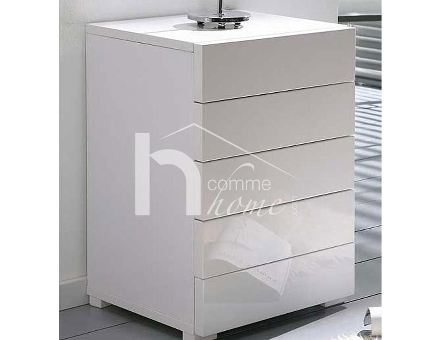 Table de chevet design blanc laqué brillant GLOMI