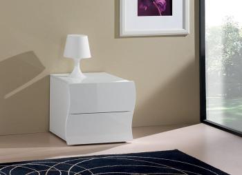 Table de chevet 2 tiroirs blanc laqué design SWELL