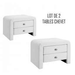 Table chevet design blanc Eva x2