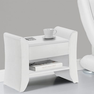 Linden blanc : table de chevet en simili blanc ave