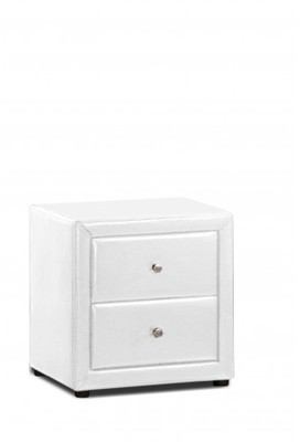 Table de chevet en simili cuir blanc