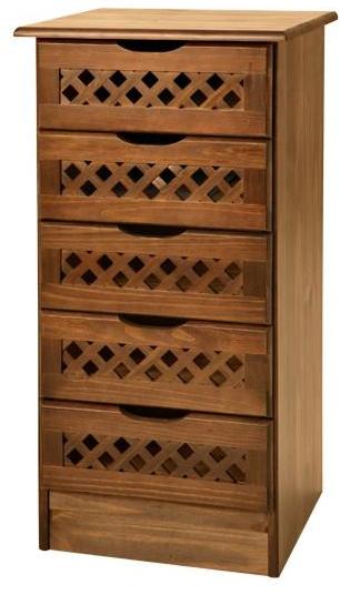 Chiffonnier 5 tiroirs pin massif wengue 89x44x40 c