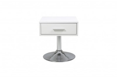 Table de chevet design coloris blanc avec piètemen