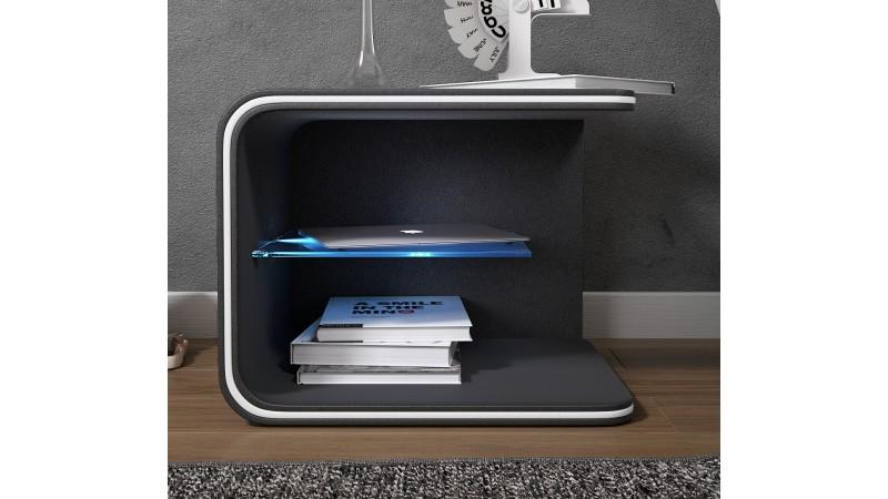 Chevet design lumineux simili cuir noir - Fritch