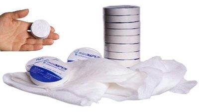 Serviette mini Napkin compressée grande taille.