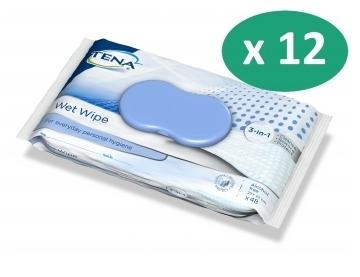 12 paquets de Tena Wet Wipes - 576 lingettes
