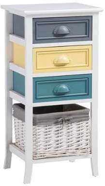 Chiffonnier FLORENZ 3 tiroirs et 1 panier blanc Chiffonnier FLORENZ 3 tiroirs