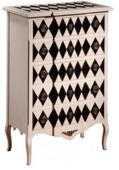 Chiffonnier 5 tiroirs teinte Arlequin - ALICE - L 73 Chiffonnier 5 tiroirs teinte