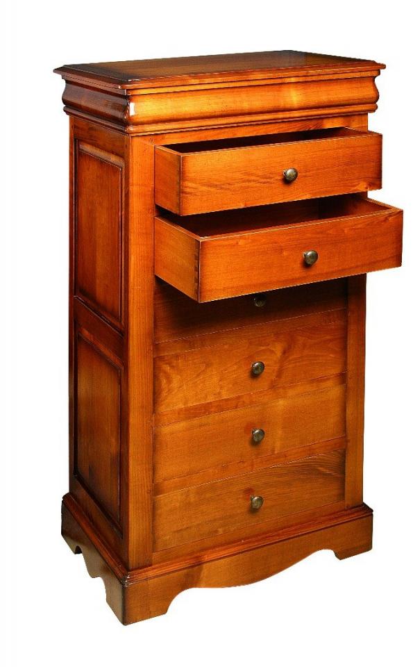 Chiffonnier FONTAINE 6 tiroirs en merisier