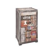 Chiffonnier 4 tiroirs en bois et métal avec imprim