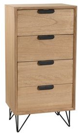 Chiffonier en bois vintage 4 tiroirs Longueur 48 c