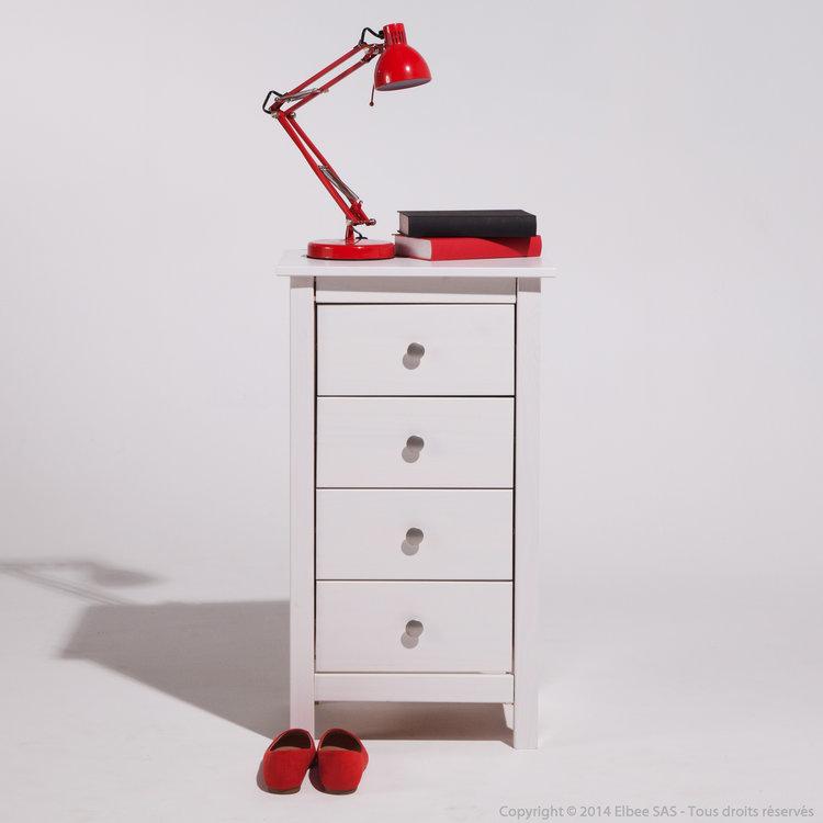 Chiffonnier en bois massif avec 4 tiroirs Hauteur