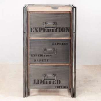 Chiffonnier en bois 3 tiroirs - INDUSTRY - L 60 x l Chiffonnier en bois 3 tiroirs