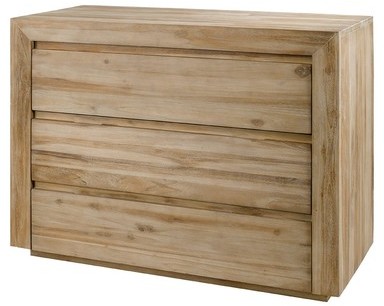 Commode 3 tiroirs teck lin - 110 x 50 x 90 cm - Gr